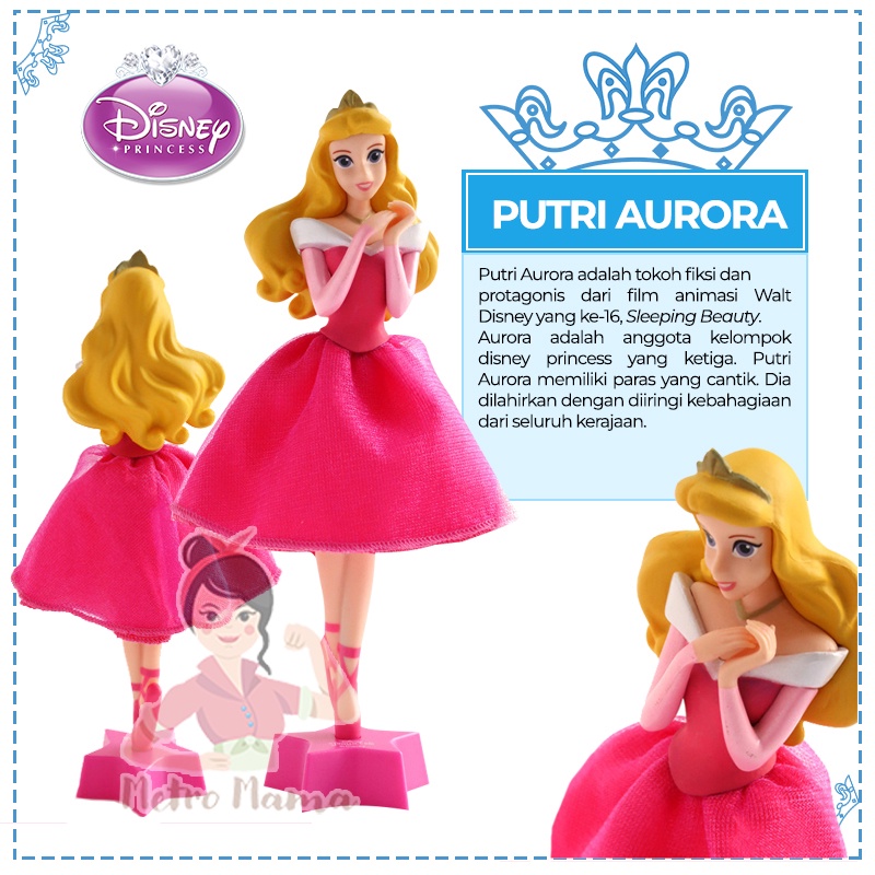 Pulpen Miniatur 3D Putri Disney/ Fairy Tale Princess Action Figure Pen/ Cake Topper Original Disney