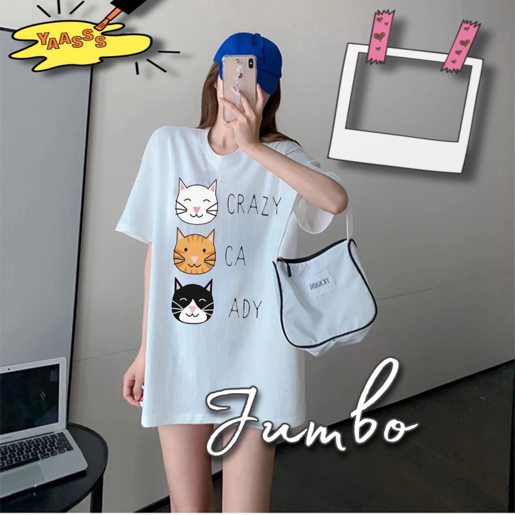 VS GG - baju atasan KAOS JUMBO - big size CRAZY A CAT