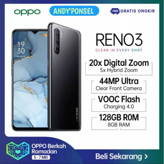 Harga Nasional Oppo Reno 3 Ram 8GB + Rom 128GB Baru Garansi Resmi Oppo Indonesia 1 Tahun