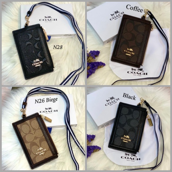 

Coach Signature zip gantungan ID Card holder lanyard Premium m2c