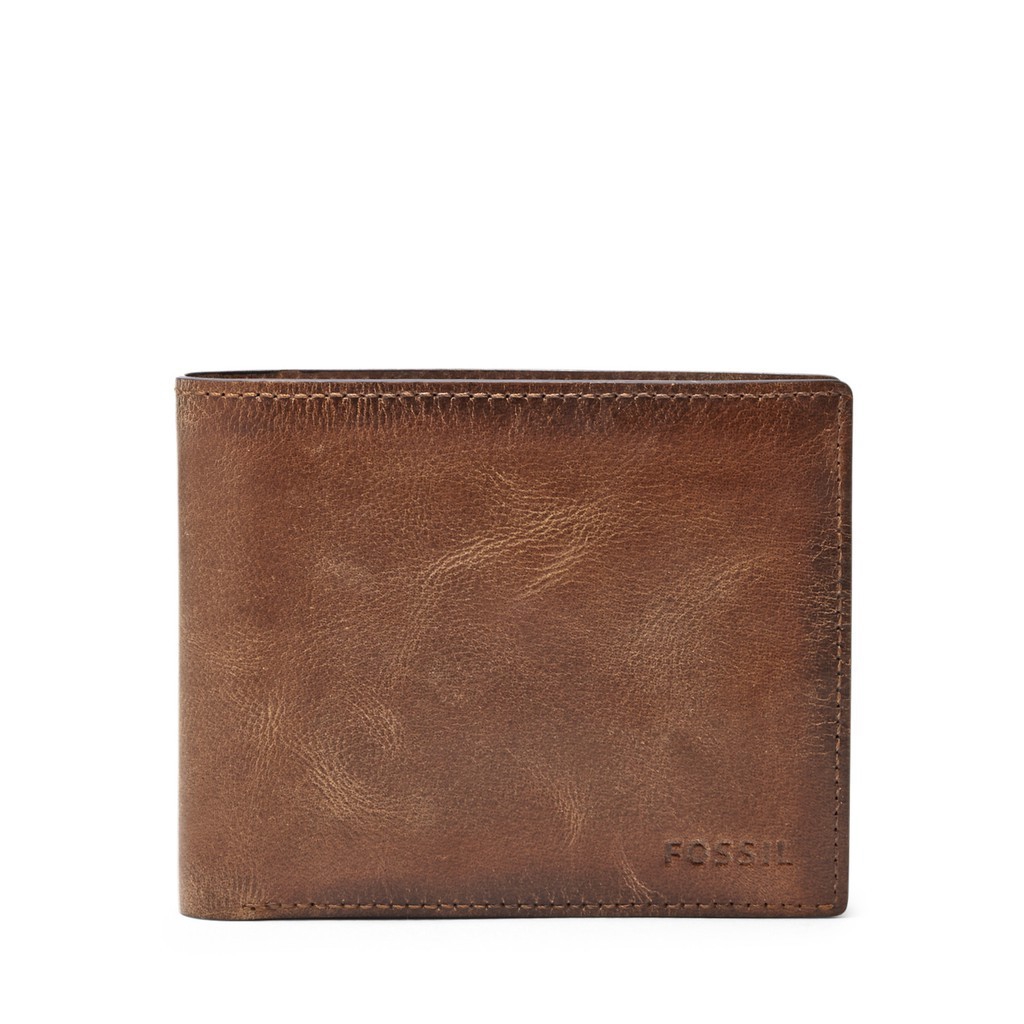 Fossil Derrick RFID Pocket Bifold Brown Dompet Pria 