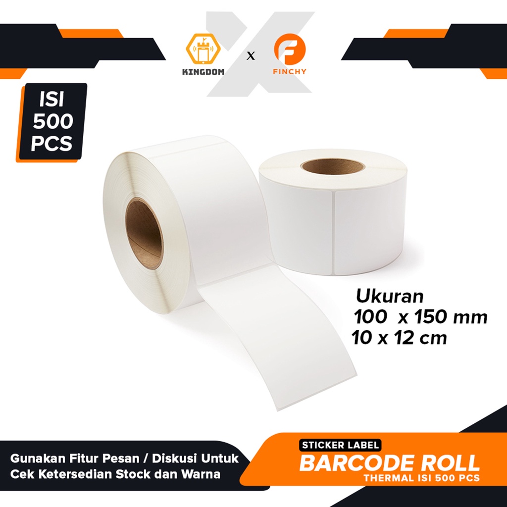 

Finchy Label Thermal 100x150mm Uk 4x6 inch Size A6 Sticker Barcode Roll isi 500 pcs