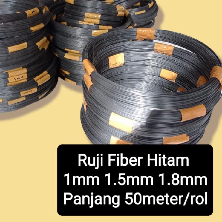 Bagus Banget.. Ruji fiber hitam 1mm 1.5mm 1.8mm 50meter untuk sangkar, kandang Pcmi