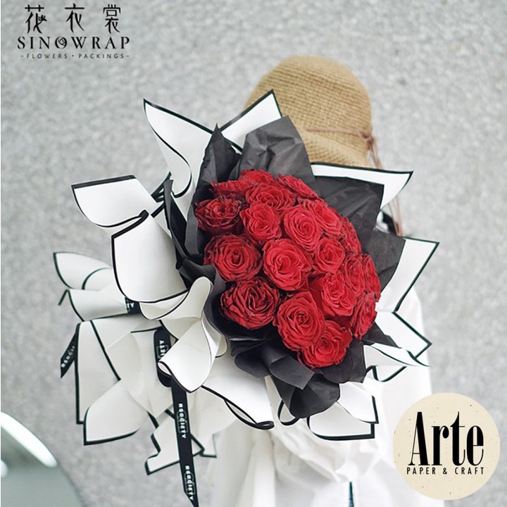 

RB 20 Lembar Cellophane Monochrome List Frame Bingkai Kertas Buket Korea Bunga Flower Wrapping Paper