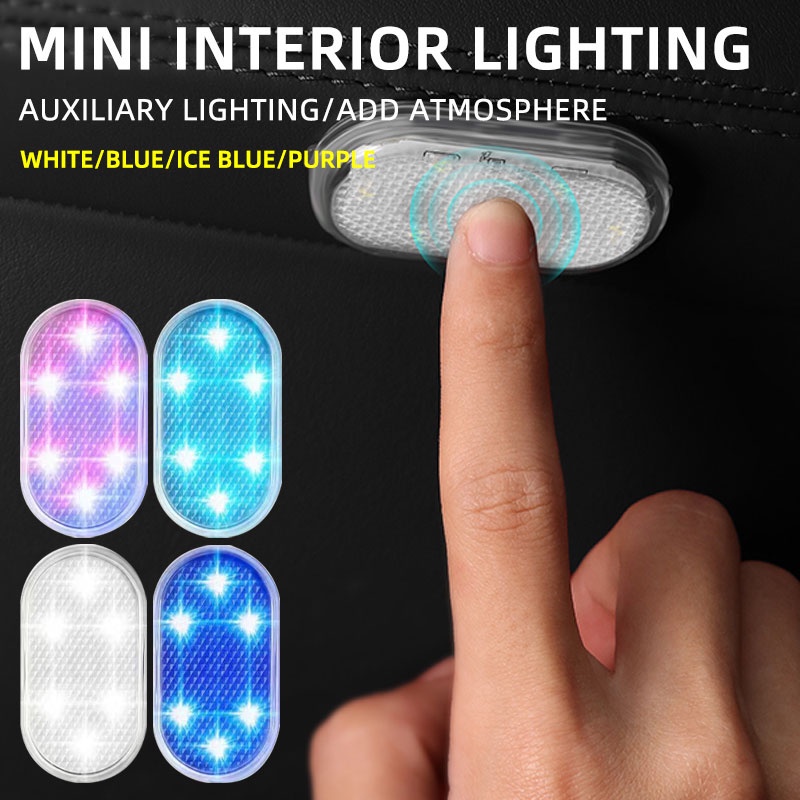 1buah Interior Mobil Sentuh Ambient Cahaya Mobil Top LED Lampu Baca Lampu Malam Mini USB Charging Light