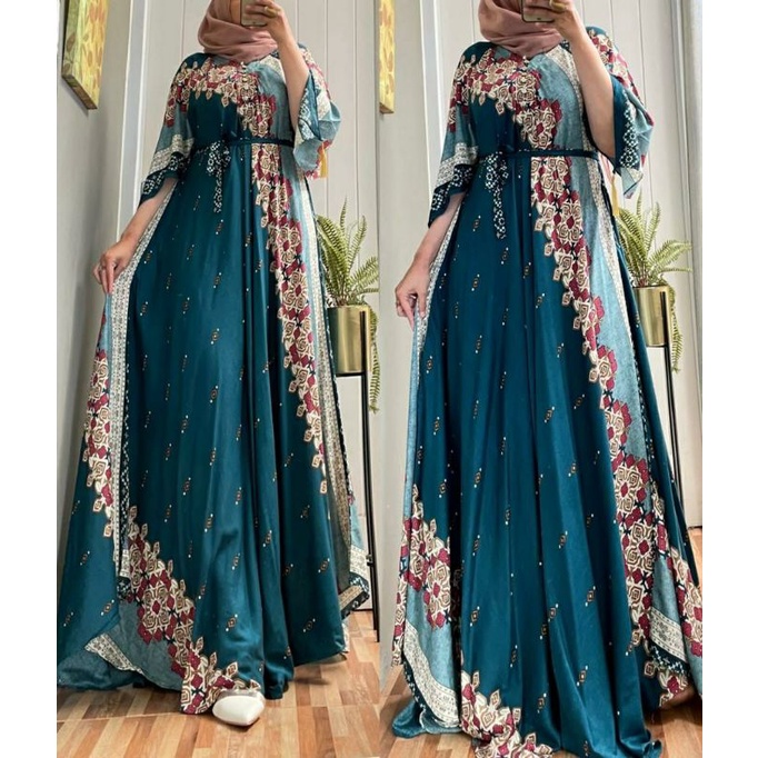 Nabila Gown, GAMIS WANITA MUSLIM JUMBO CANTIK FIT XXXL LD 130 BAHAN RAYON IMPORT KANCING BUSUI TERMURAH OOTD