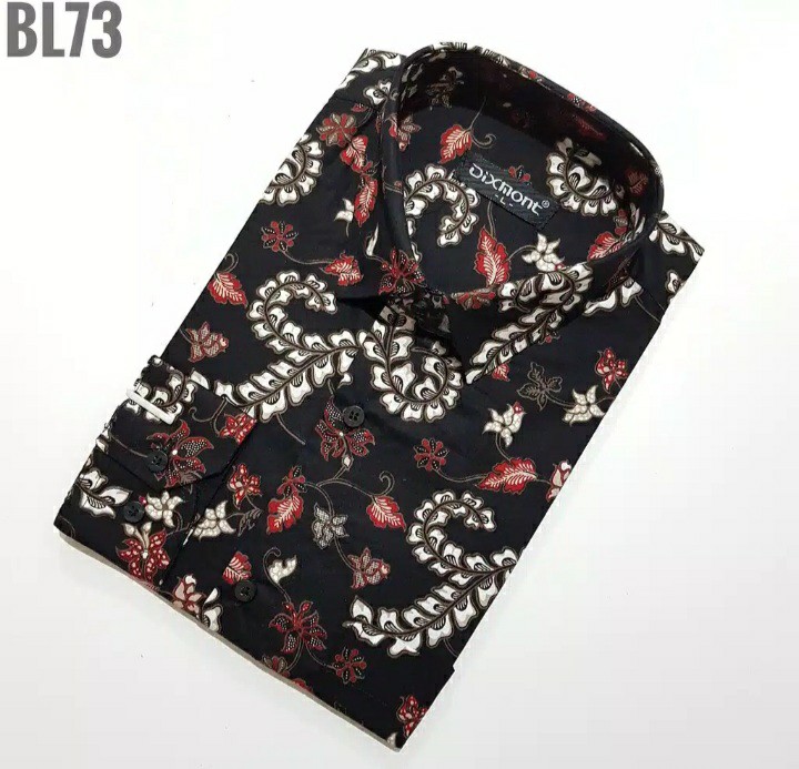 Kemeja Batik Pria Lengan Panjang Bl73 Katun Motif Modern Dixmont Semi Slimfit Premium