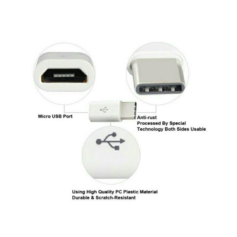 adapter converter micro USB to type C sambungan charger connector