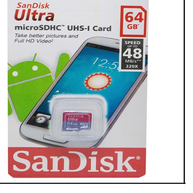 ☻ Memory Card Sandisk Ultra Speed 64GB Speed Up To 48Mbps MMC Card Sandisk 64GB Memori HP Sandisk ♣