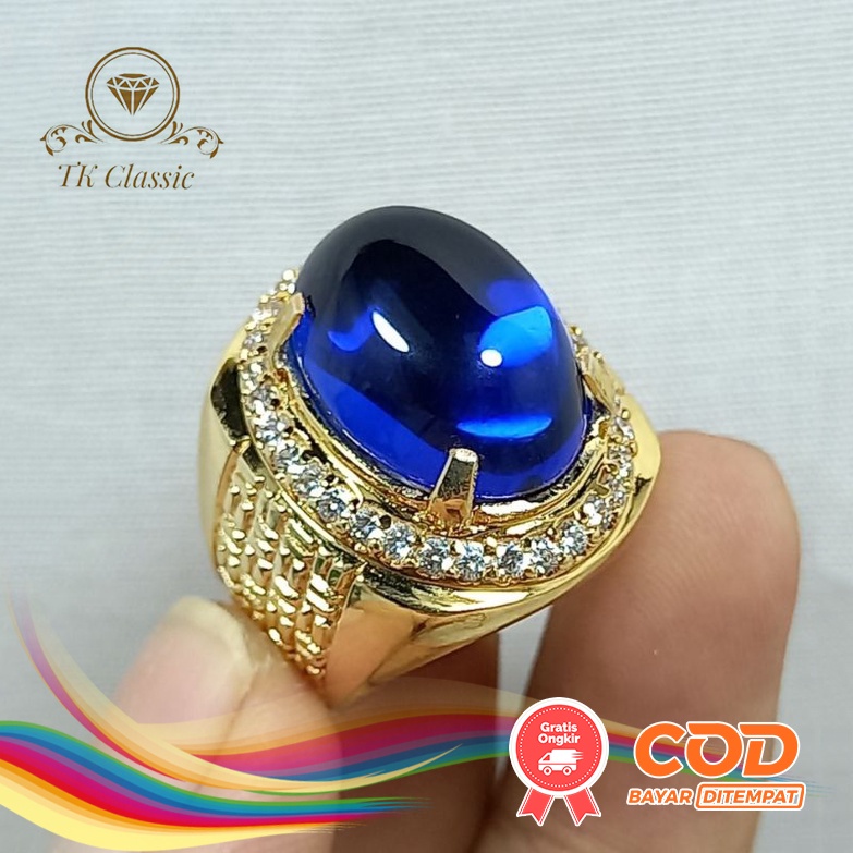 NATURAL BATU PERMATA ROYAL KING BLUE SAFIR CATAM TOP QUALITY
