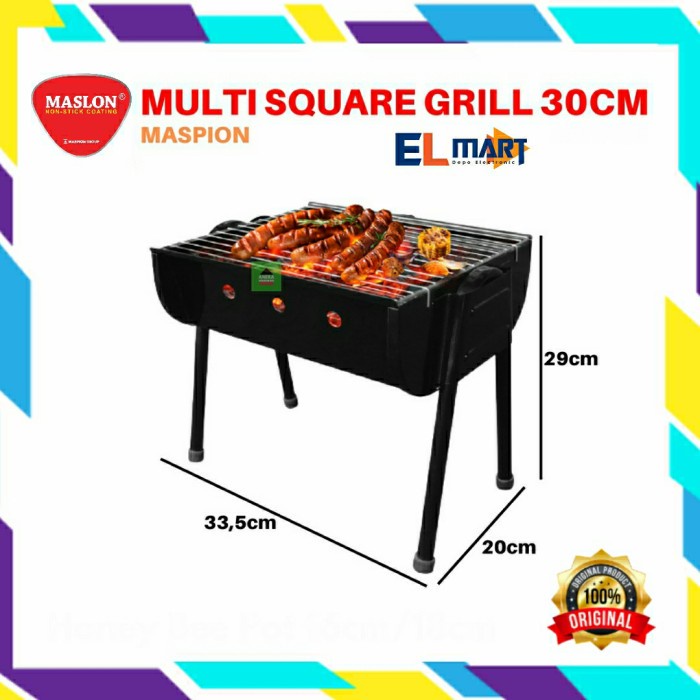 Maspion Multi Square Grill Maslon 30 cm Panggangan BBQ Arang 30cm Panggangan Daging Barbeque