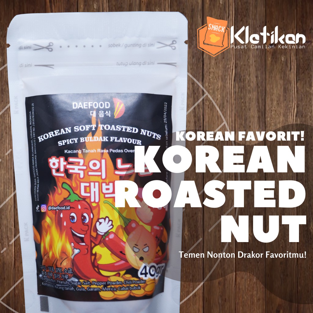 

Snack Korean - Korean Roasted Nut Spicy Buldak Daefood (Cemilan Viral / Kekinian / Murah)