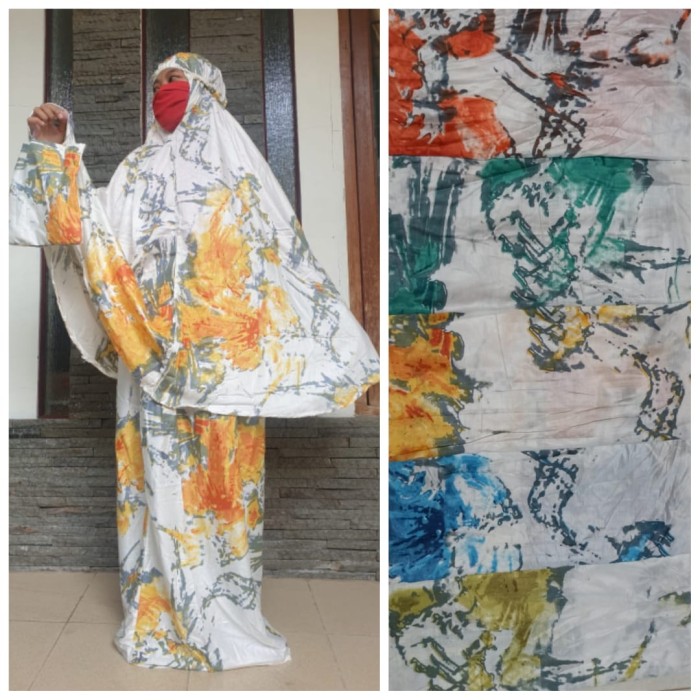 TERLARIS MUKENA MOTIF RAYON BALI STANDAR DEWASA MUKENA RAYON MURAH - T SERAT PUTIH