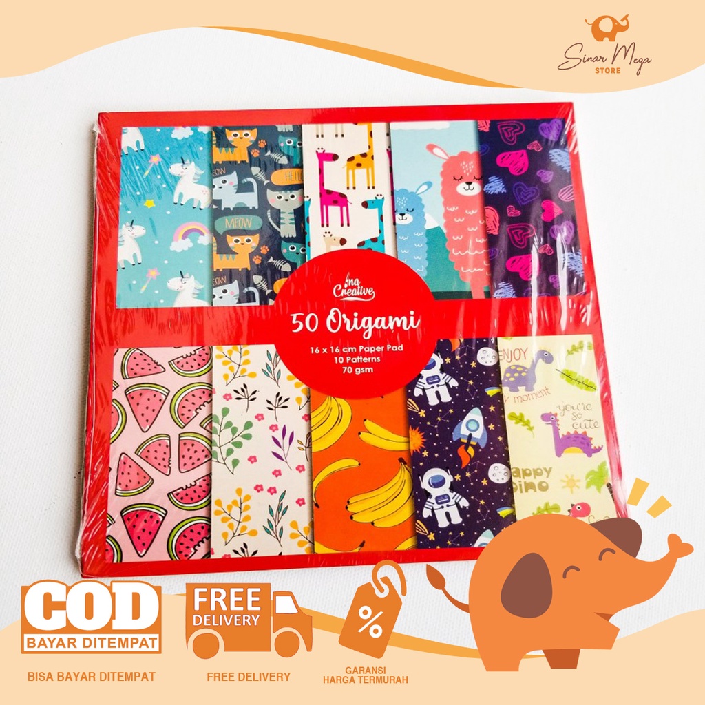 

INA Kertas Origami 16x16cm / Kertas Origami Motif Buah dan Binatang Lucu Unik Murah