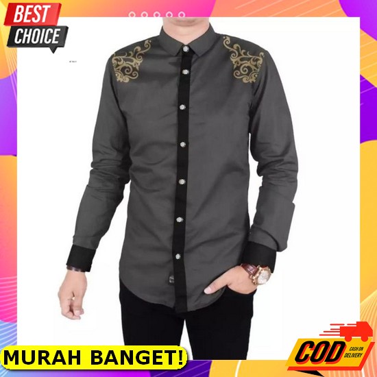 Baju Koko Modern Pakaian Muslim Pria Lengan Pendek Terbaru 2022 Size M L Xl [Koko Irfan Grey Sc]Baju