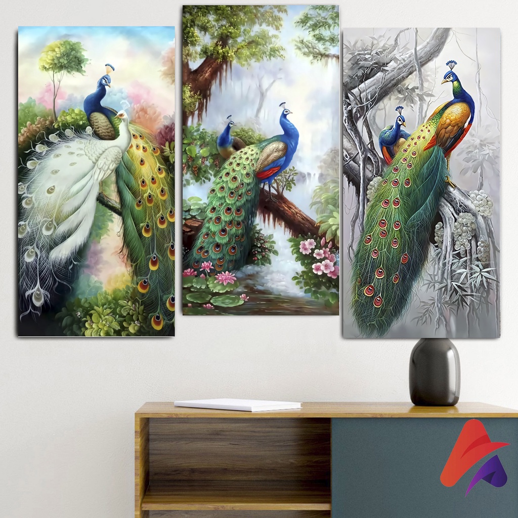 HIASAN DINDING BURUNG MERAK (15X30) WALL DECOR PAJANGAN DINDING BURUNG POSTER KAYU RUANGAN