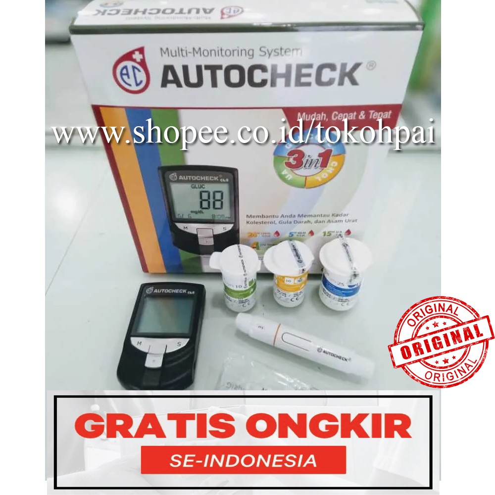 Autocheck Alat GCU/Alat tes gula darah, asam urat, cholesterol