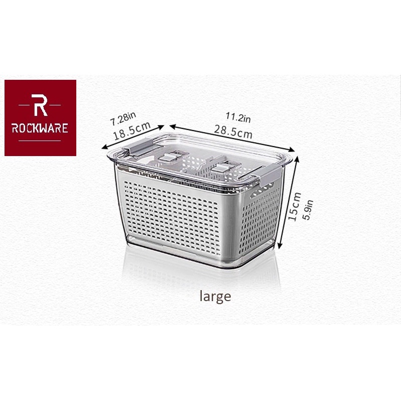 ROCKWARE RW-KDLL - Kotak Penyimpanan Kulkas Kontainer Size L - 4.5L