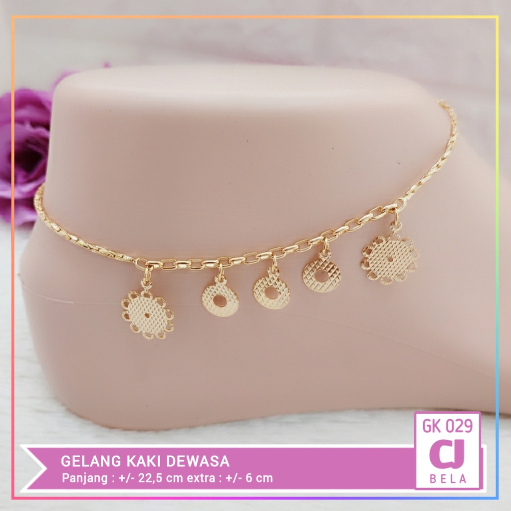 Gelang kaki xuping gelang kaki dewasa terlaris bunga matahari perhiasan lapis emas gold  GK 029