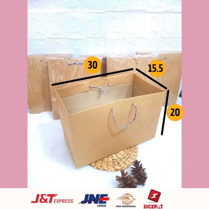 

PAPER BAG COKELAT POLOS / PAPER BAG BOLU / UK P 30 X L 15,5 X T 20