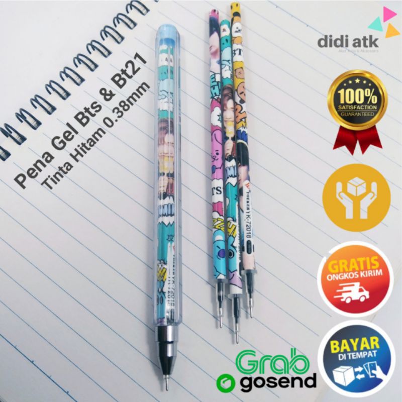 

Pulpen Pena Gel Karakter Bts Bt21 0.38mm 1 Pcs