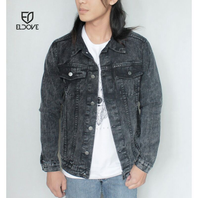 Jaket Denim Premium Trend Dark Grey Snow | Eldove003