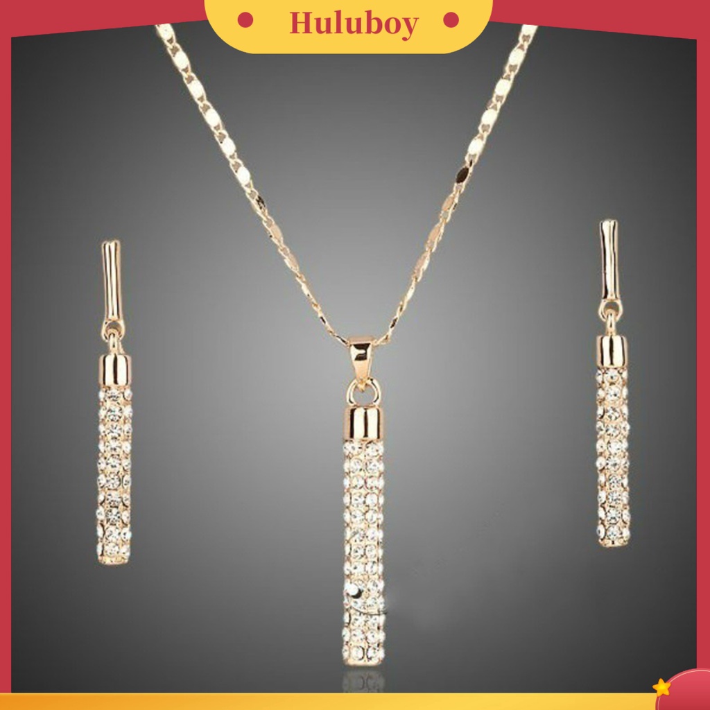 Hu Hu Hu Hu Hu Alat Bantu Pasang Kacamata♡ 1 Set Anting Tusukkalung Dengan Liontin Bentuk Silinder Hias Berlian Imitasi Untuk Wanita