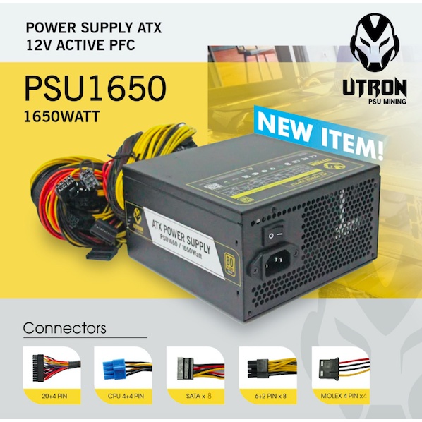 POWER SUPPLY PSU1650W MINING / PSU MINING UTRON 1650WATT 80 PLUS GOLD