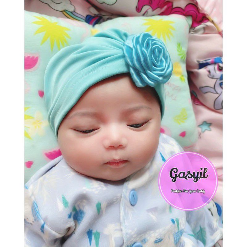 Turban Bayi Bunga Rose / ciput baby newborn