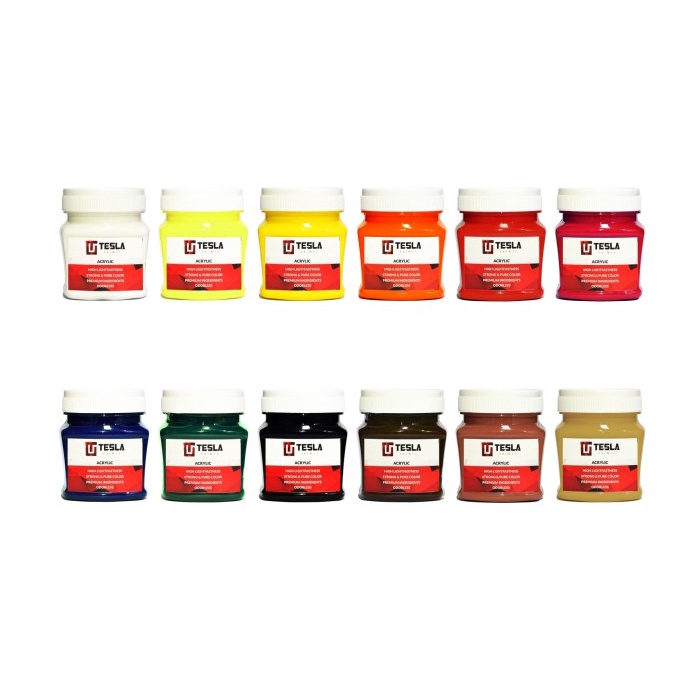 

(TERLARIS) Tesla Paints - Acrylic Paints / Cat Akrilik 125ml (Set of 12)