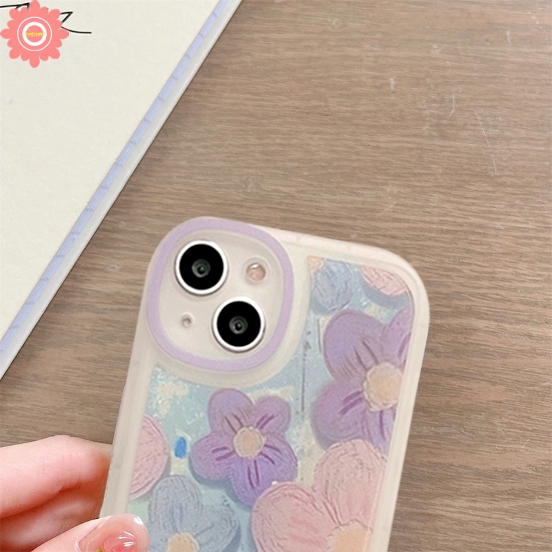 Soft Case TPU Motif Bunga Ungu Cover iPhone 11 7 8 Plus 8plus 13 12 Pro MAX XR X XS MAX 6 6S SE 2020