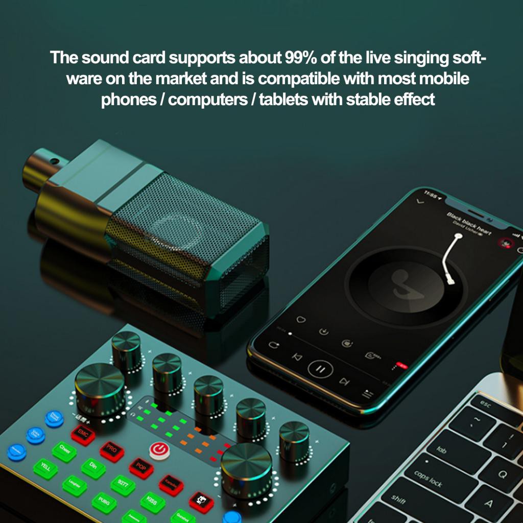 Bonkyo V8s Soundcard Audio Usb External Mixer Bluetooth Mic For Phone Pc Sound Card Live