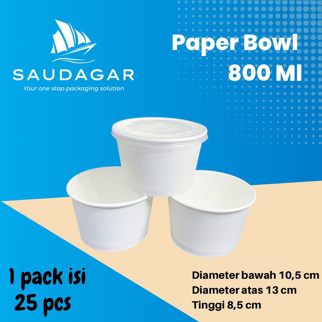 Paper Rice Bowl 800 ml / Mangkok Ketas Tanpa Tutup