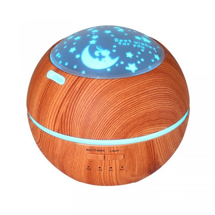 Wooden Romantic Projection Aroma Diffuser Humidifier - 150ml