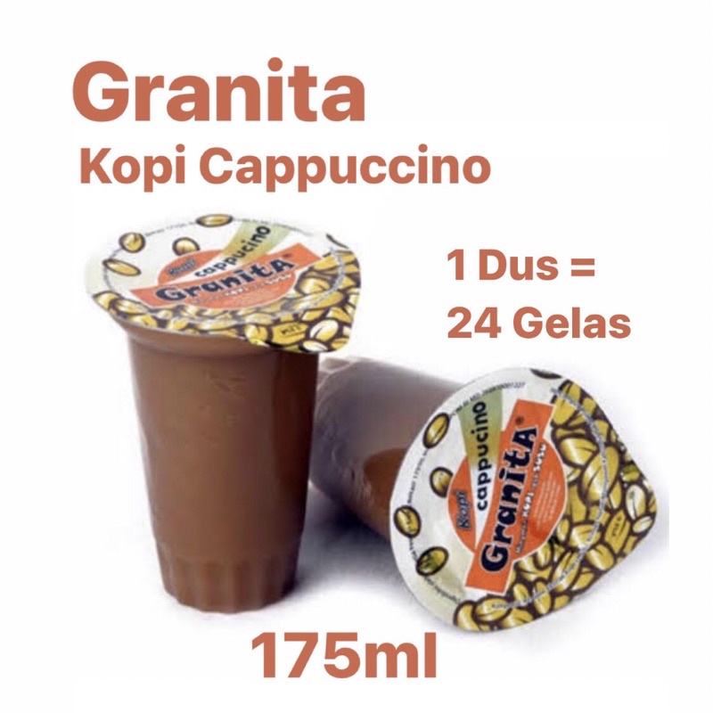 

〖Granita Kopi Cappucino Gelas 175ml | 1 Dus - 24 Gelas | Minuman Kopi Rasa Susu〗