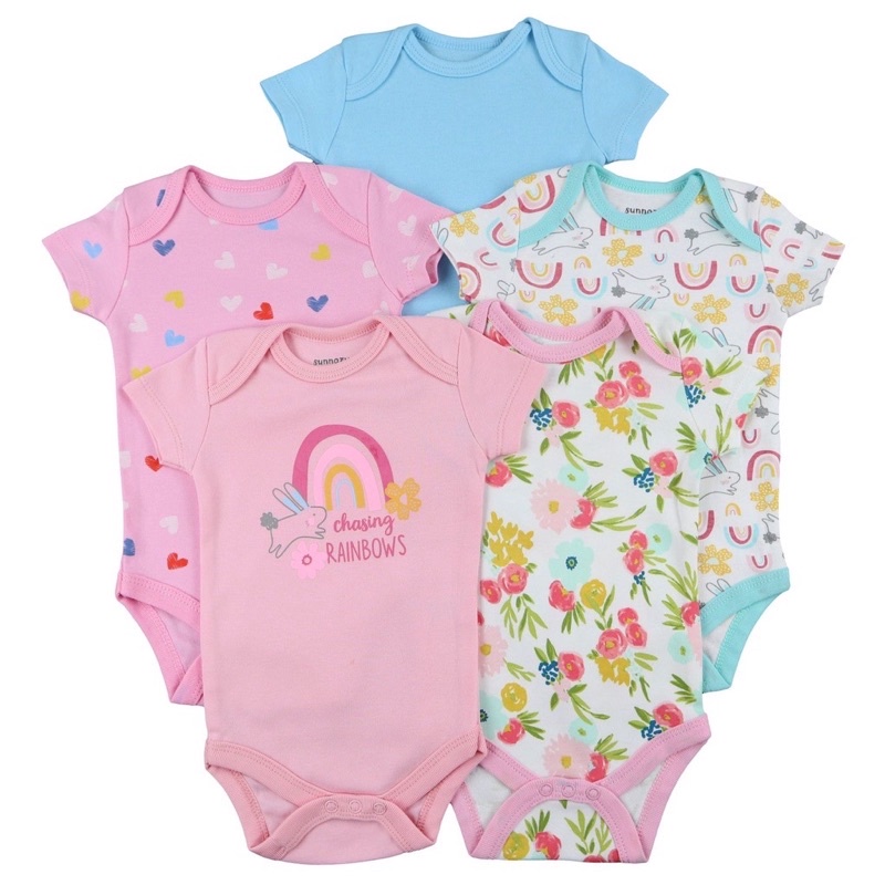 BABY K2 - Bodysuit Baby isi 5 Pcs Motif Rainbows