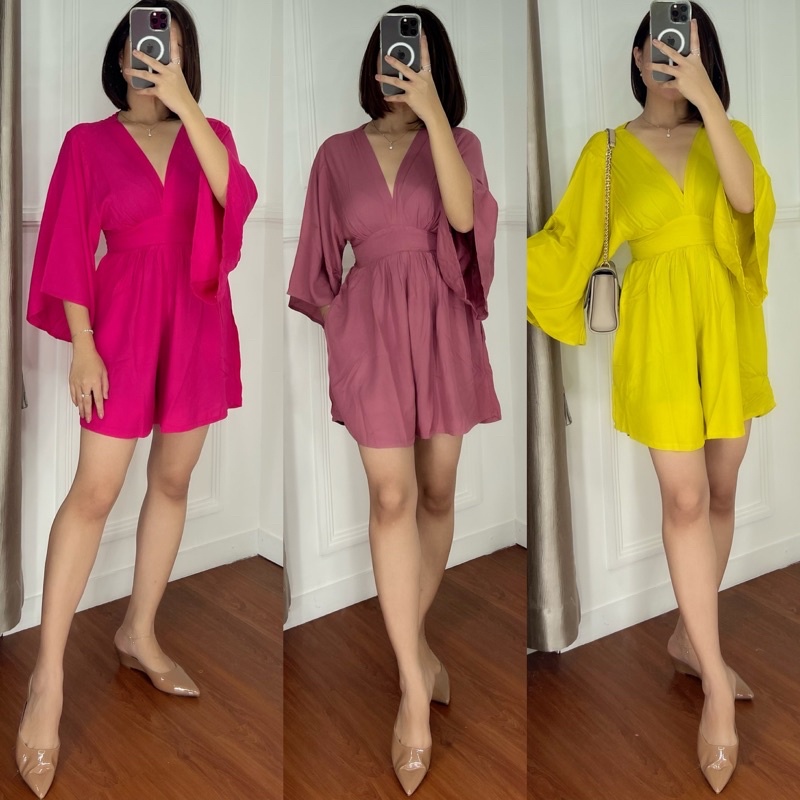 JUMPSUIT RAYON LONCENG JUMPSUIT PENDEK TANGAN PANJANG PAKAIAN SANTAI