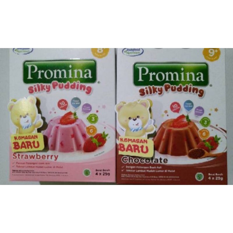 

promina silky puding rasa cokelat dan strowberry