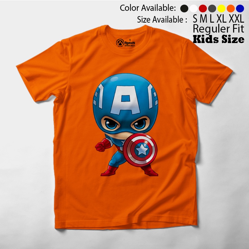 Baju Anak / Kaos Atasan Anak / Kids T Shirt  Baby Marvel Super Hero Chibi Kawaii Captain Amerika