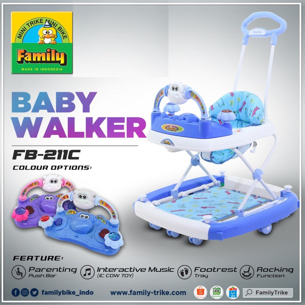 Baby walker Family 211F/ 211C  mainan belajar jalan bayi musik dorong &amp; kuda2an