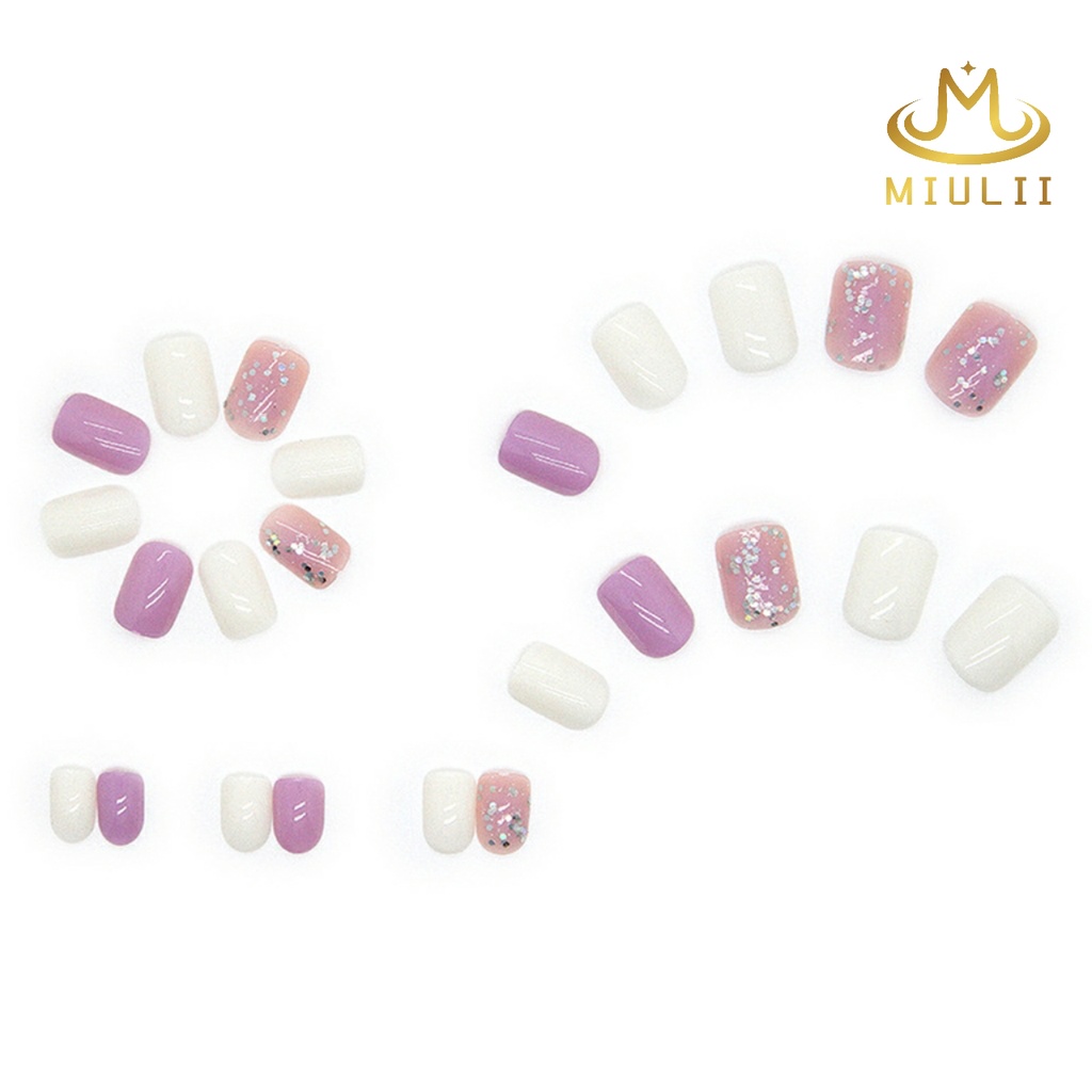 MIULII / KUKU PALSU  A0492  / 24PCS / 3D / NAIL ART / PREMIUM / CUTE / BIRU / FREE LEM JELLY / KUTEK