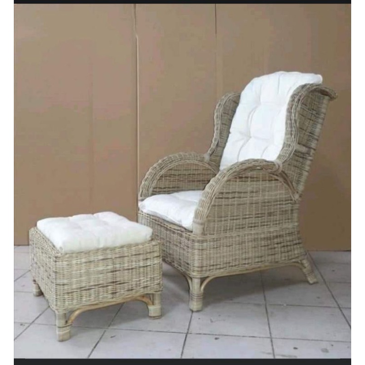 kursi sofa rotan set stool