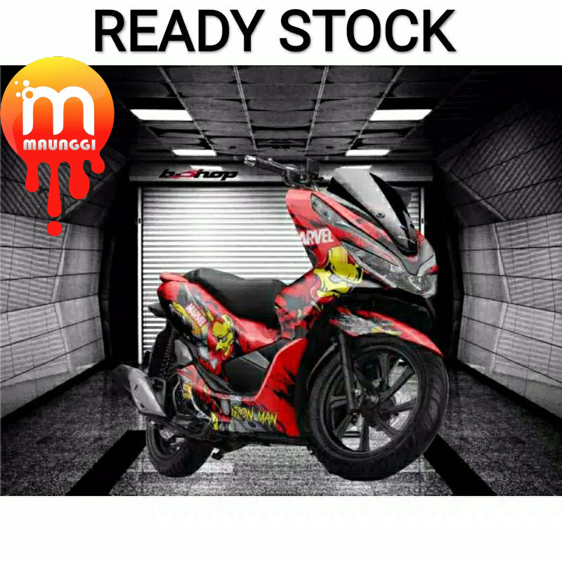 Decal pcx 150 merah  full body motif ironman Striping motor pcx full variasi Sticker pcx 150 Sudah d