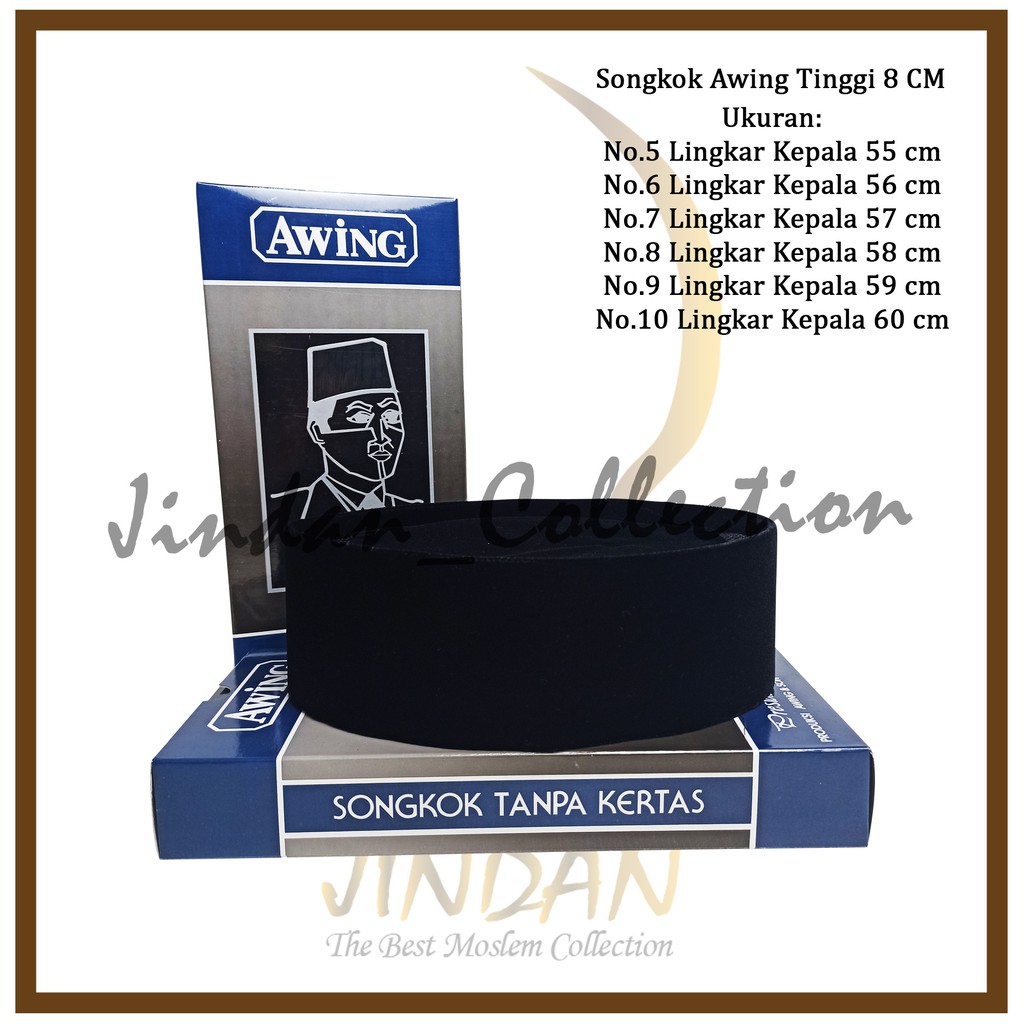 Songkok Kopiah Peci Hitam Awing Special AC Polos Tinggi 8 Cm Awing Original