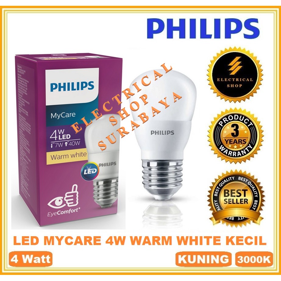 PHILIPS LAMPU LED BULB MYCARE 4W / 4 WATT KUNING KECIL (GARANSI 3 TAHUN &amp; GROSIR) LEDBULB ORI MURAH