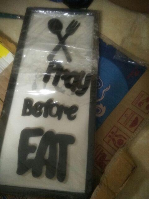 (paket Hemat) Hiasan Dinding Frame Bismillah Dan Pray Before Eat Untuk Ruang Makan, Restoran