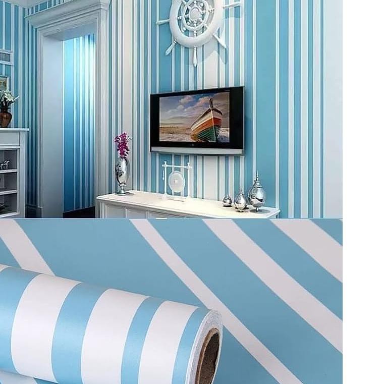 IWS garis biru - wallpaper - wallsticker dinding - wallpaper dinding - wallpaper sticker dinding 