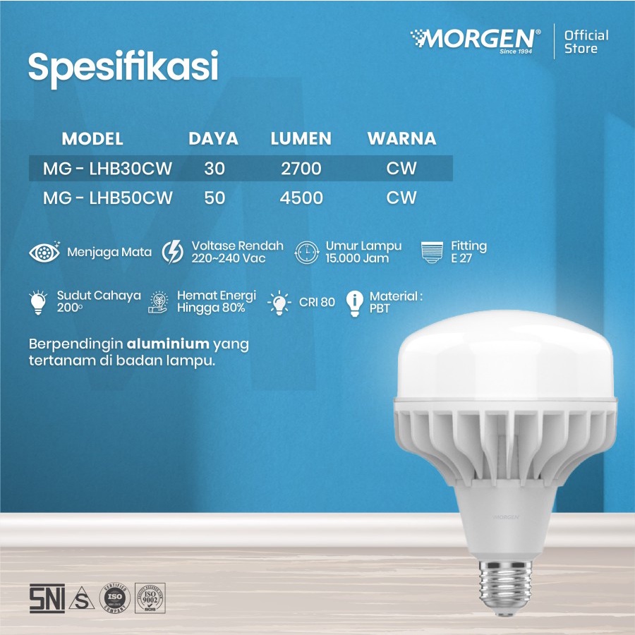 Lampu Led High Bay 30W 50W SNI MORGEN