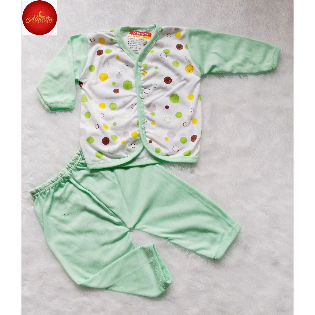 Setelan Baju Panjang Bayi 0-12 Bulan Dapat 3 Stel / Setelan Baju Bayi Tangan Panjang Motif Polkadot