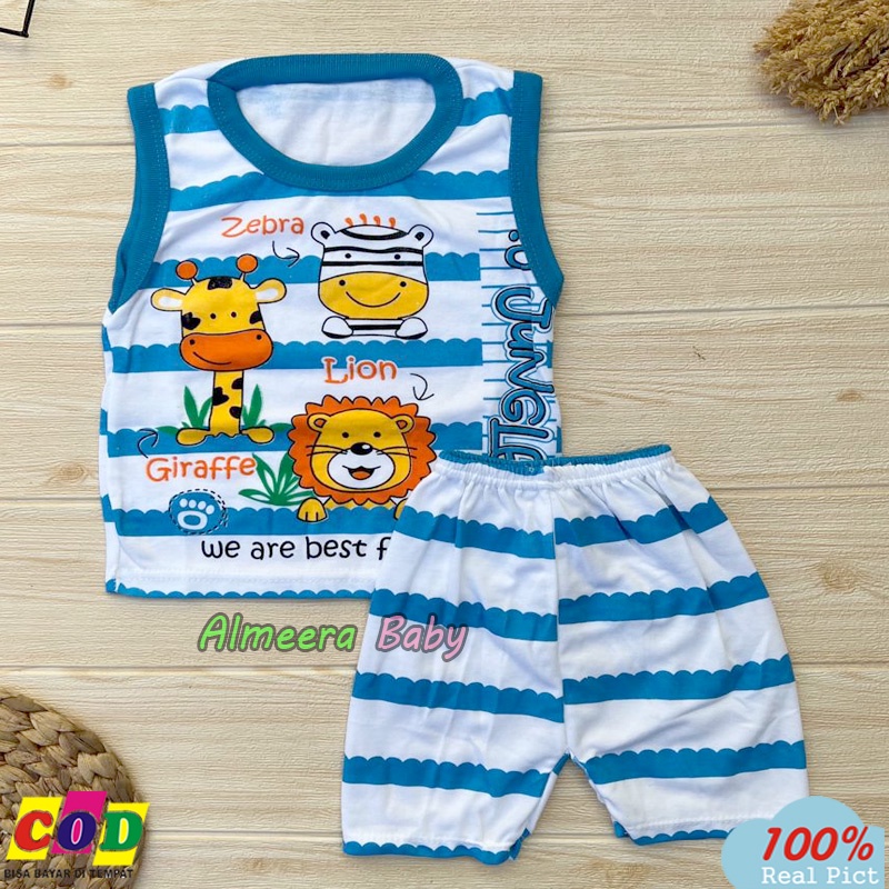 Setelan Baju Bayi Setelan Singlet Bayi Usia 3-12 Bulan Laki Perempuan Almeera Baby and Kids